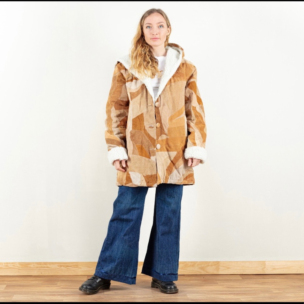 WOMENS VINTAGE LEATHER JACKET SUEDE PATCHWORK COLOR BLOCK VTG 70s SIZE M